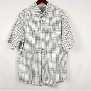 CARHARTT SIZE LARGE PLAID BUTTON FRONT SHORT SLEEV